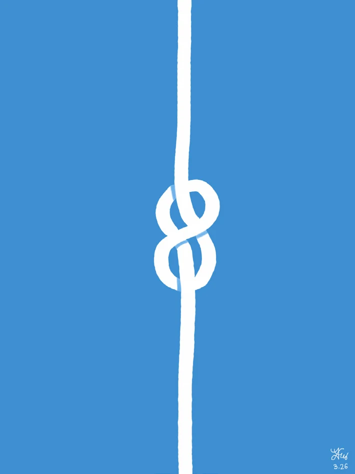 Drawing by Soni: blue pool lane and rope